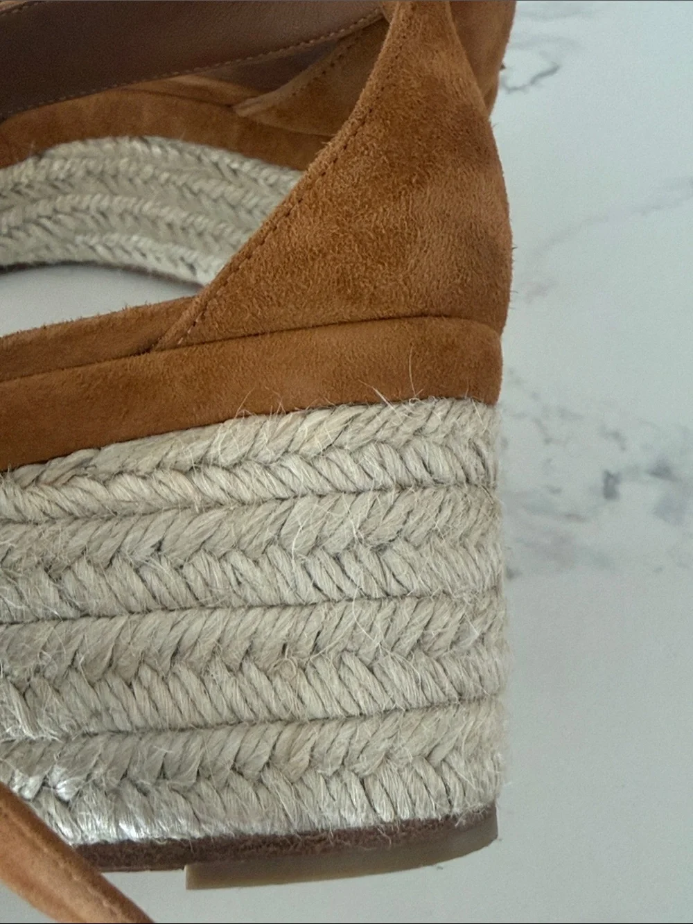 Hermes Tan Suede Espadrille Wedge size 38 Sandals